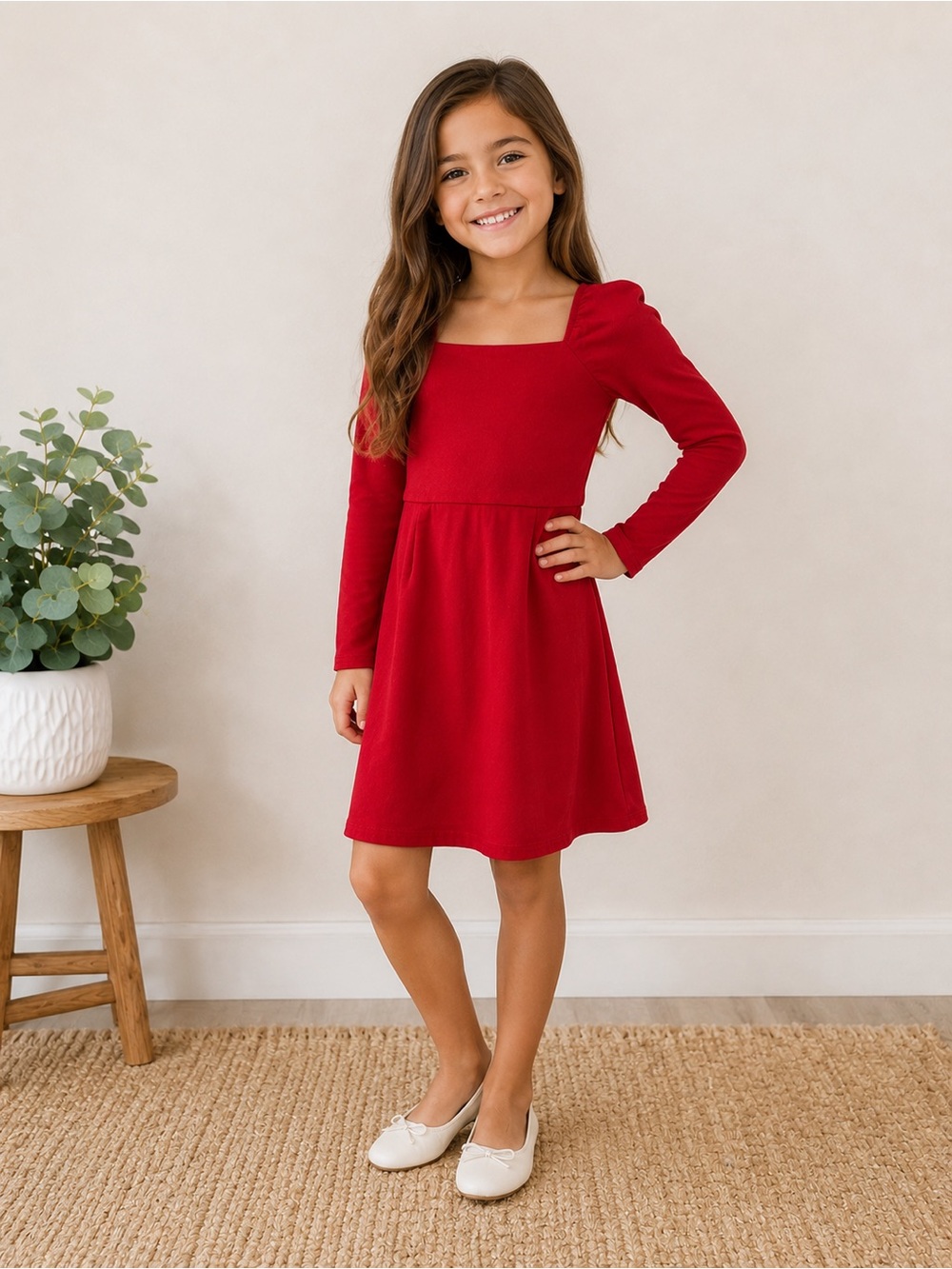 Red Puff Sleeve Dress Holiday & Special Occasion Dress